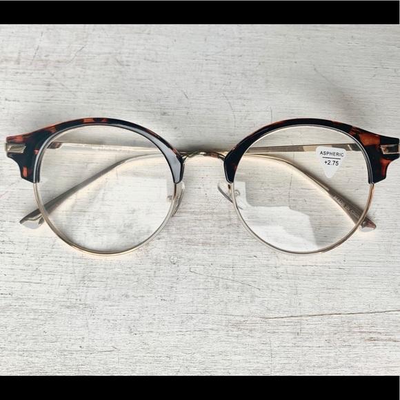Big Reading glasses Round Browline Metal +3.00 Tortoise Unisex Wide fit - Picture 9 of 11
